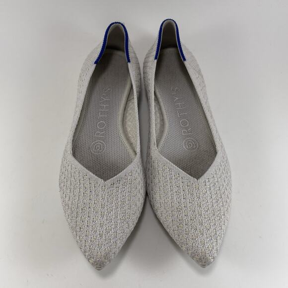 Rothy’s The Point Pointed Toe Flats Womens Size 5.5 White Salt Honeycomb Rothys - Picture 9 of 9